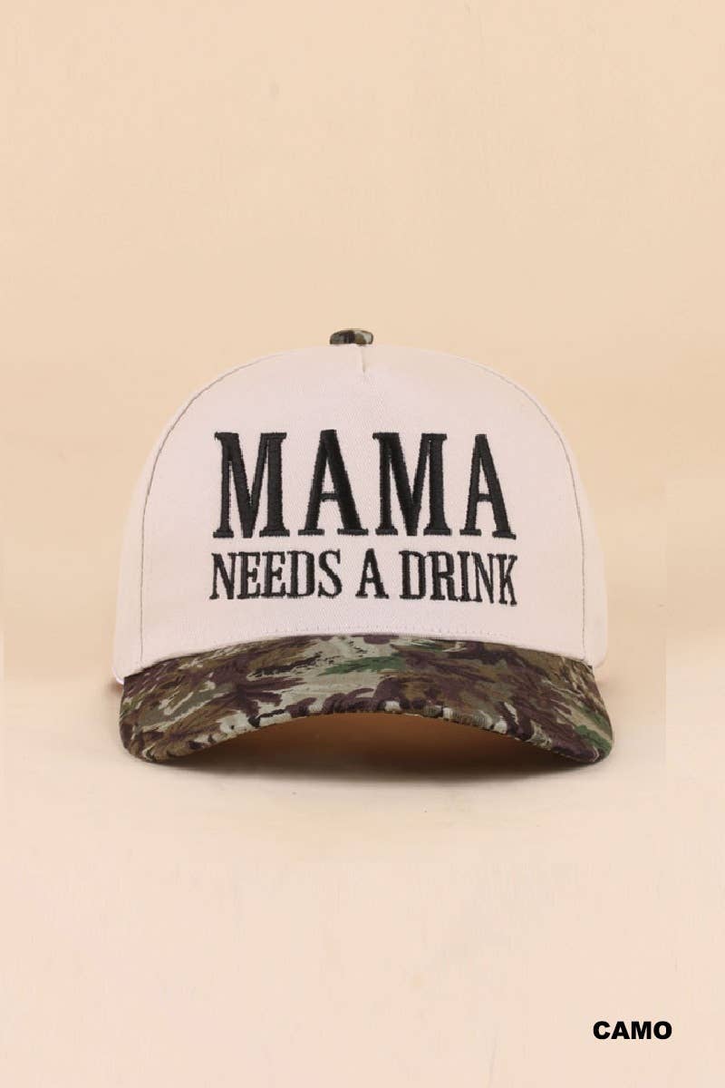 Mama Needs A Drink Two Tone Snapback Hat Zenana