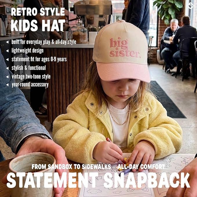 Kid/Baby 2-Tone Cap: Big Sister - Light Pink/Beige