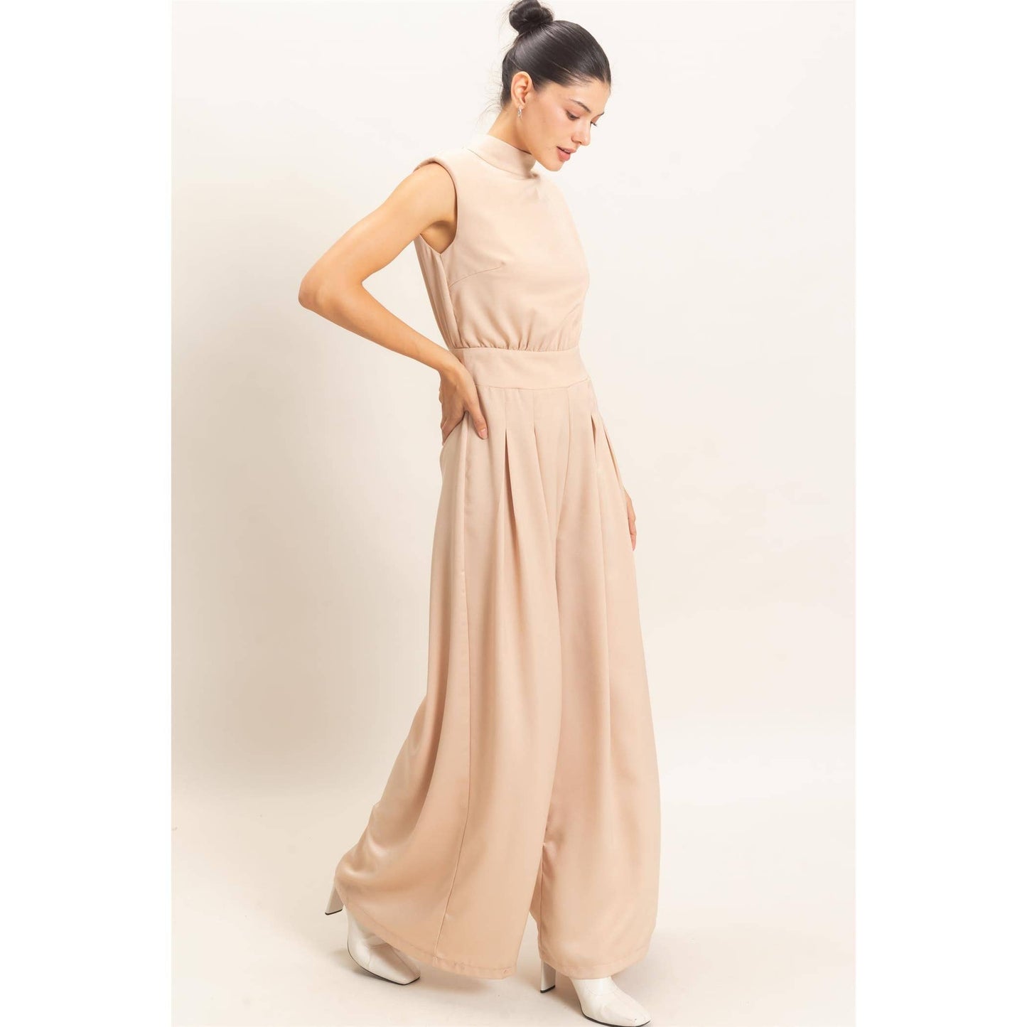 Sleeveless Mock Neck Jumpsuit