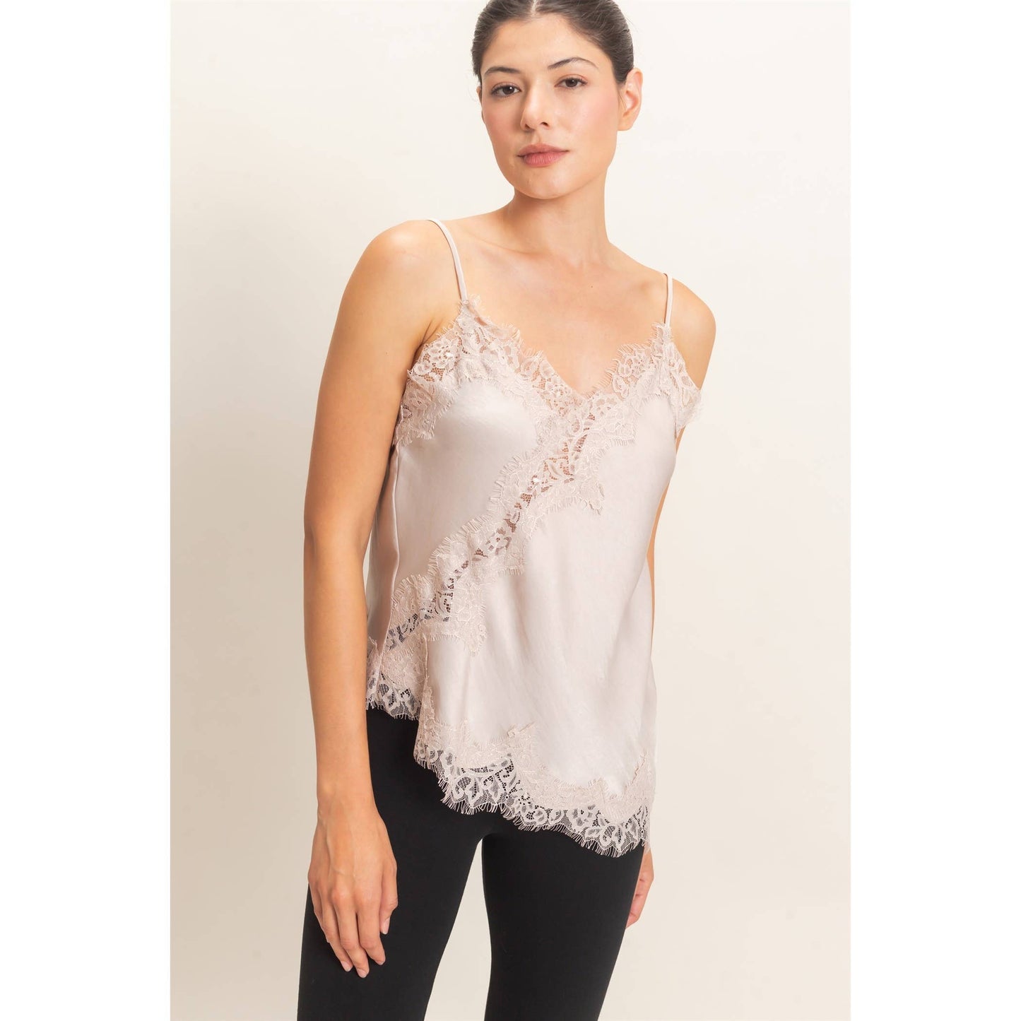 Asymmetrical Satin Lace Top