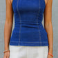 Stretch Denim Square Neck Top