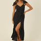 F4F96-FQ00 V NECK SMOCKED WAIST MID LENGTH DRESS WITH LACE U