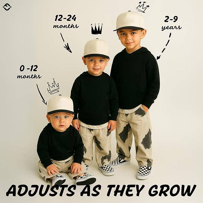 Kids/Baby Two Tone Vintage Cap - Black/Beige