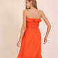 Strapless Smocked Midi Dress