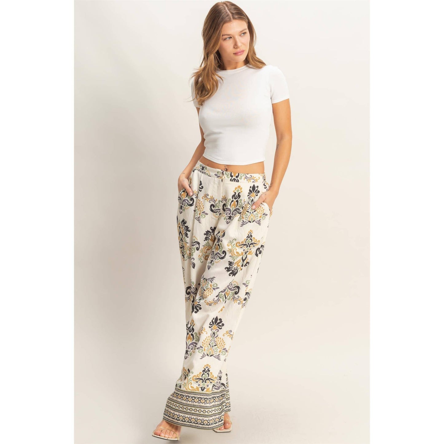 Wide-Leg Printed Palazzo Pants