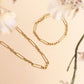 Gold Stainless Steel Long Paperclip Textured Chain Necklace