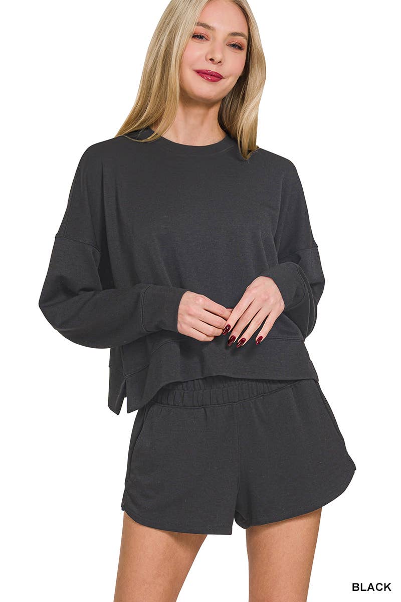 Scuba Sweatshirts & Shorts 2PC Set SI-27476 Zenana