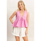 Lace Trim Tie Front Top
