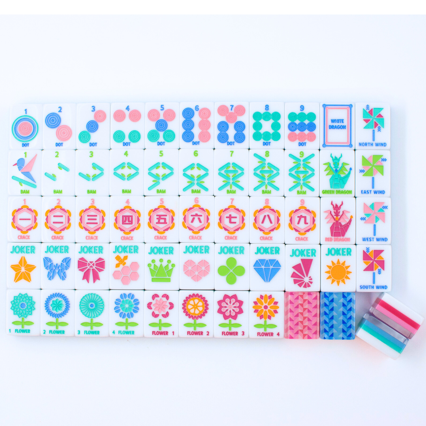 Crystal Prism Blue | Mahjong with Bold Angles and Vibrant Vibes | 1.25" x 0.9" x 0.7"
