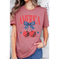 America Cherry Bow Short Sleeve T Shirt