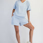 MODAL SCUBA V NECK FLAT PIPING SHORT SLEEVE TOP
