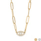 18K Gold PVD Stainless Steel Stone "Evil Eye" Paperclip Chain Necklace