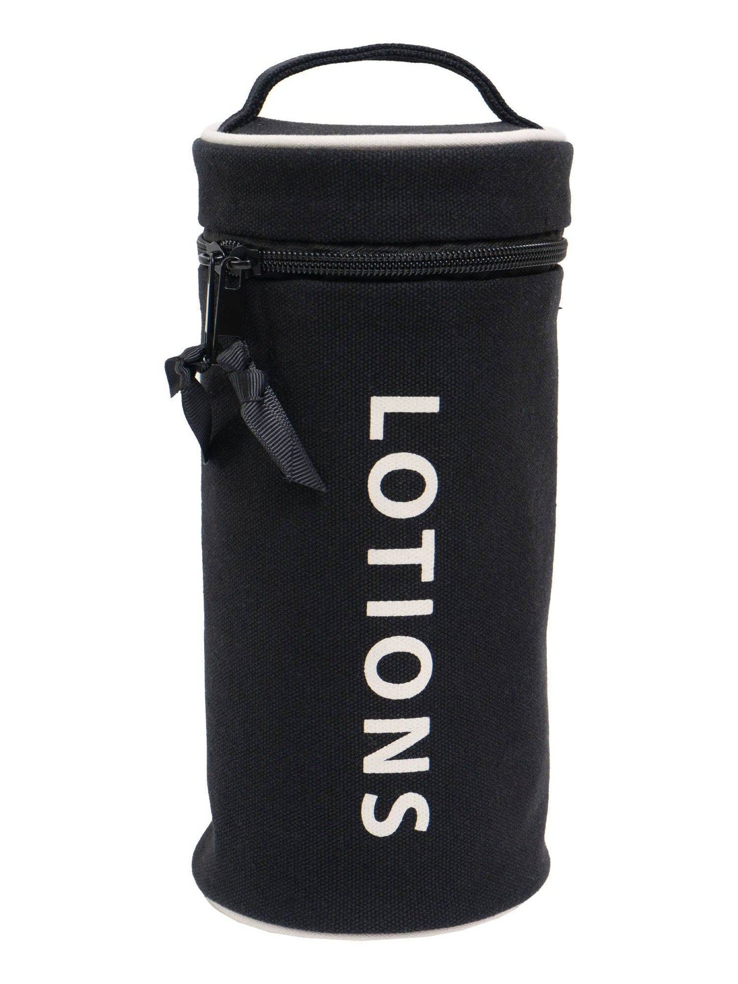 La La Amour 16 oz Cotton Canvas Top Handle Cylinder Toiletry Lotions Case