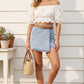 Stretch Denim Wrap Skort