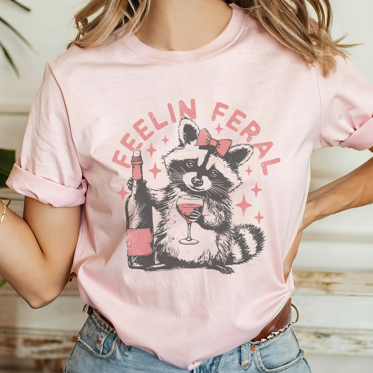 Feelin Feral Wine Graphic T-Shirt