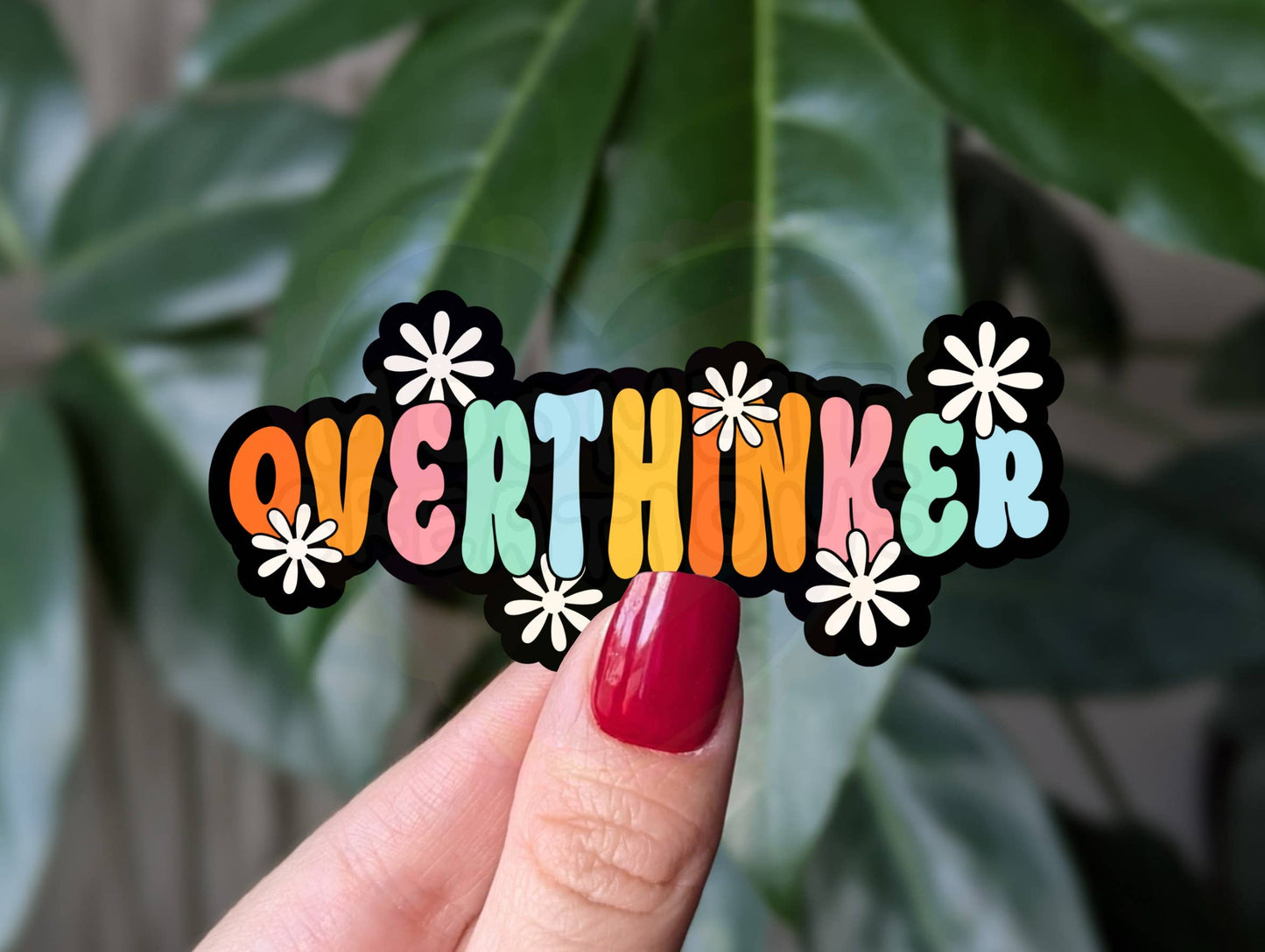 Overthinker vinyl sticker, mental health merch