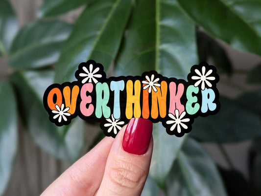 Overthinker vinyl sticker, mental health merch