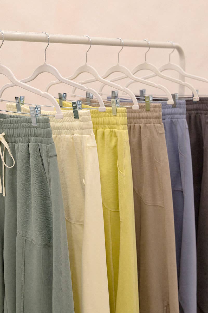 FRENCH TERRY OUT SEAM DETAIL TULIP HEM PANTS