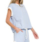 ....Stripe Contrast Trim Top & Shorts Set