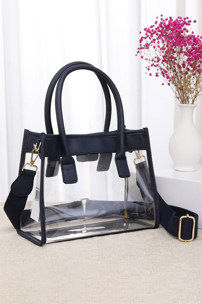 Clear handbag with color trim from Sip and Shop Arizona

