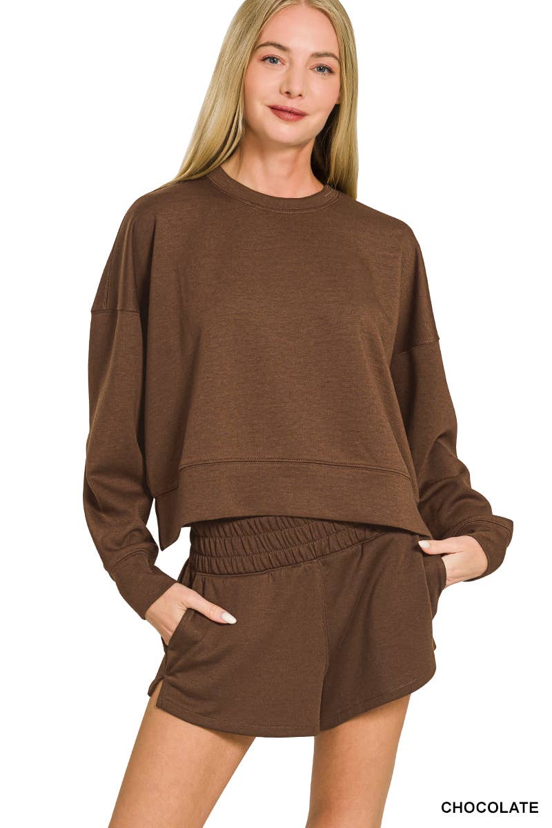 Scuba Sweatshirts & Shorts 2PC Set SI-27476 Zenana