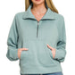 Scuba Half Zip Pullover With Kangaroo Pocket Zenana