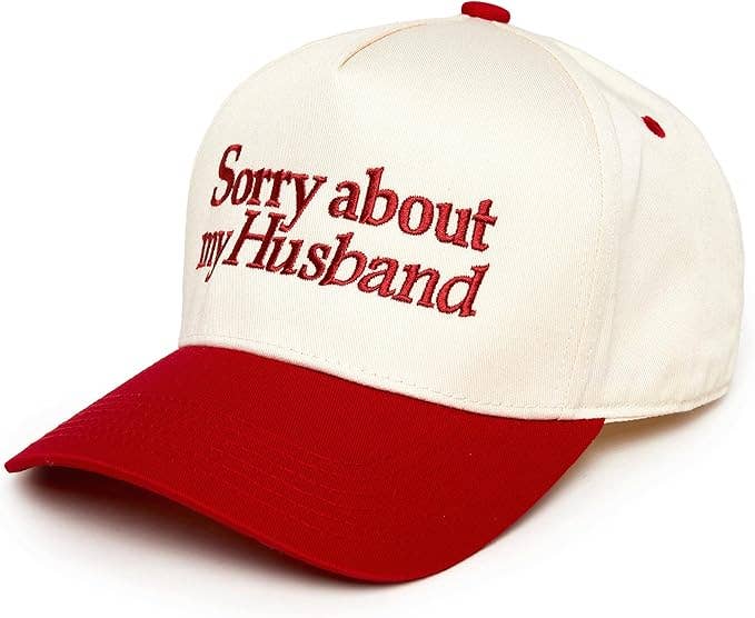 Two Tone Cap -  Sorry About My Husband - Beige/Red