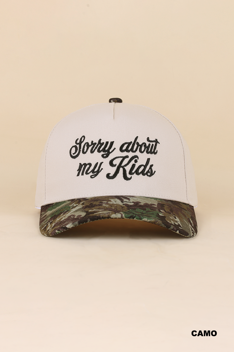 Sorry About My Kids Two Tone Snapback Hat Zenana Consgt.