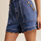 Scallop Button-Side Stretch Denim Shorts LP0277