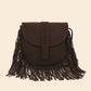 Suede Fringe Flap Boho Crossbody Bag