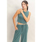 Mineral Washed Sleeveless Top & Wide Leg Pants Set