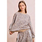 LEOPARD FRENCH TERRY LACE CONTRAST SWEATSHIRT TOP