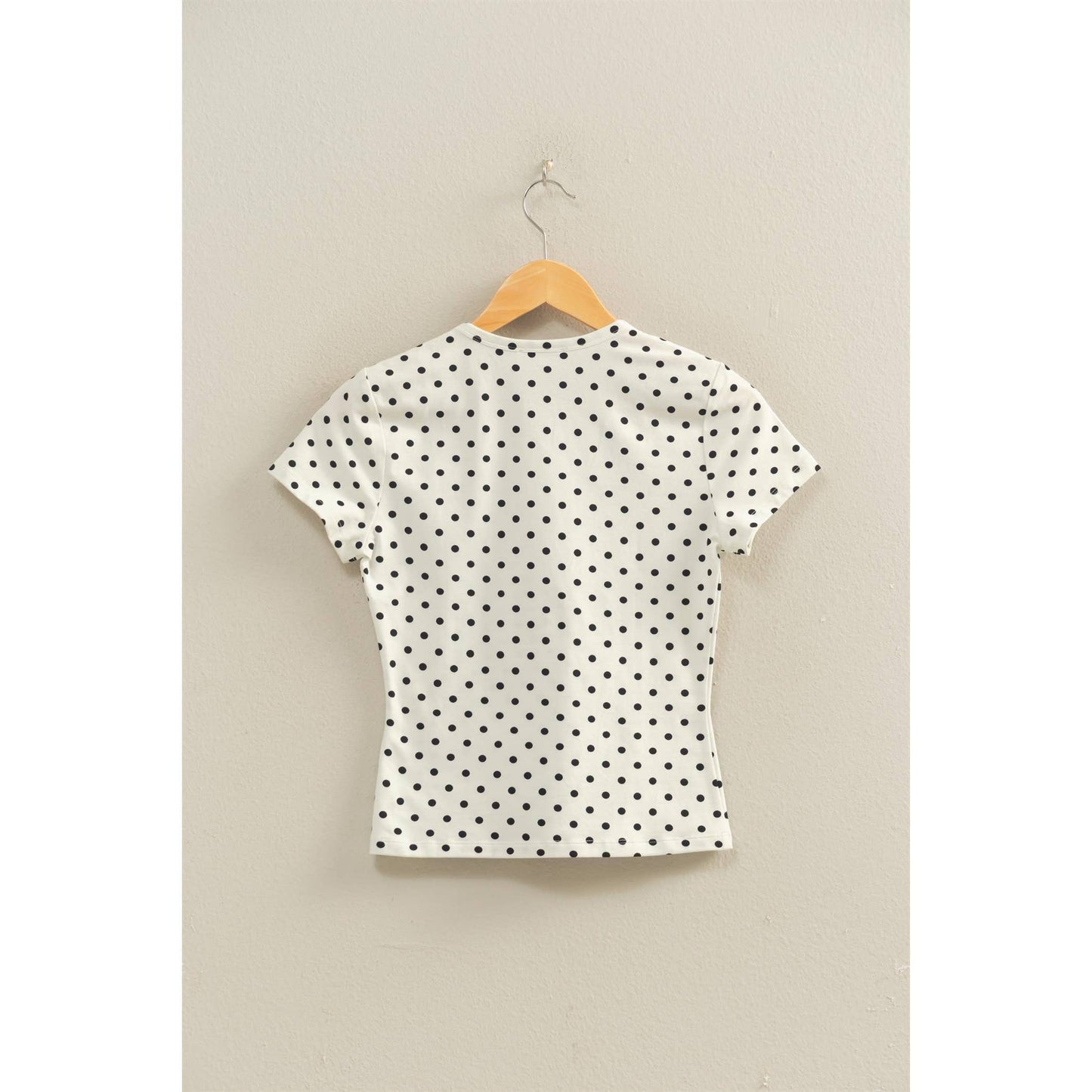 Polka Dot Short Sleeve Crew Neck Top