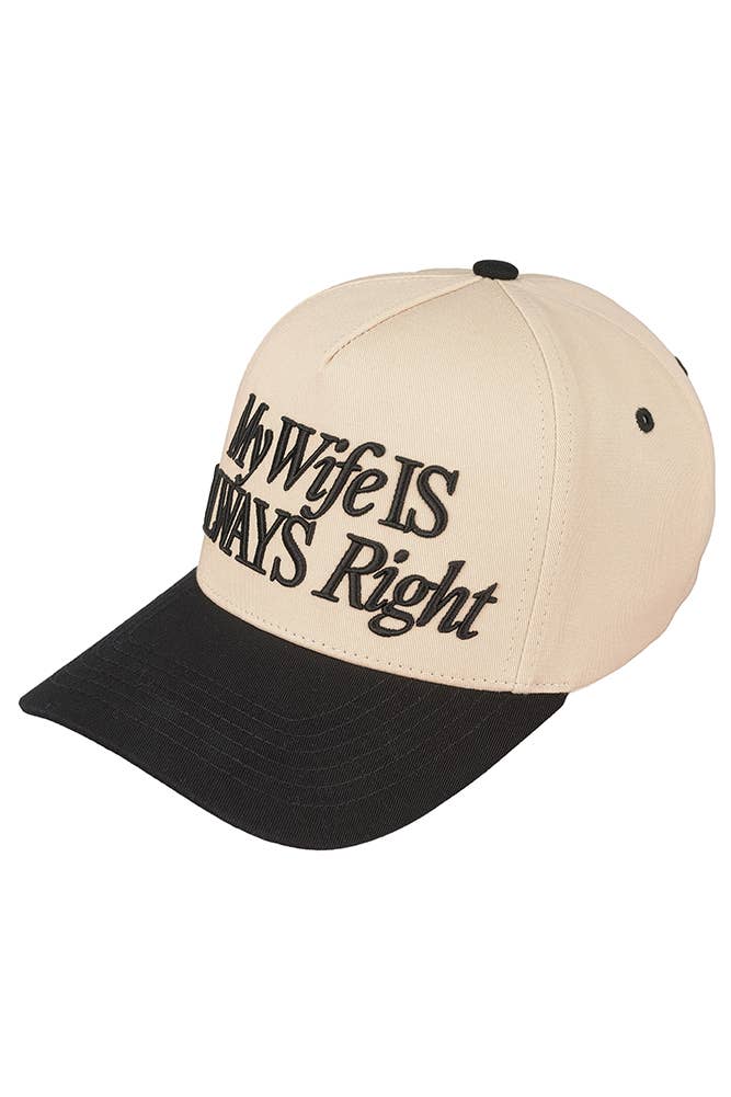 C.C My Wife Is Always Right two-tone embroidered trucker cap
