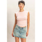 Ruched Waist Cap Sleeve Top