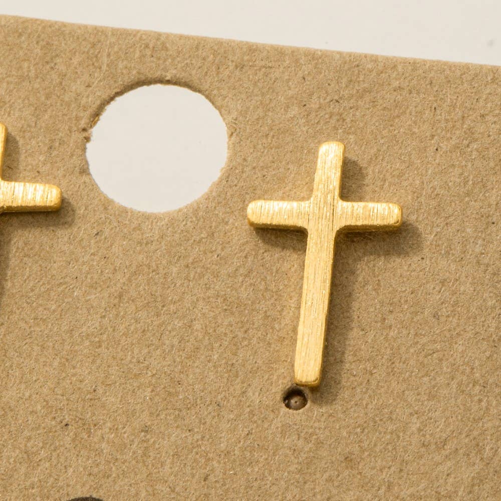 Gold Dipped Mini Cross Post Stud Earrings