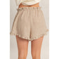Ruffle Trim Drawstring Shorts