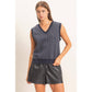 V-Neck Pinstripe Sleeveless Top