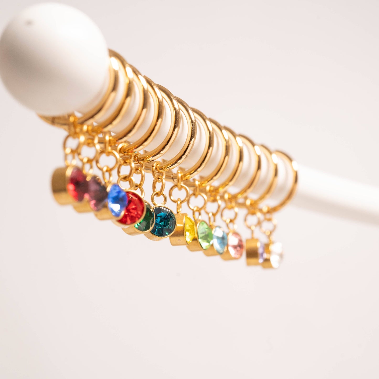 18K Gold PVD Birthstone Huggie Charm Earrings