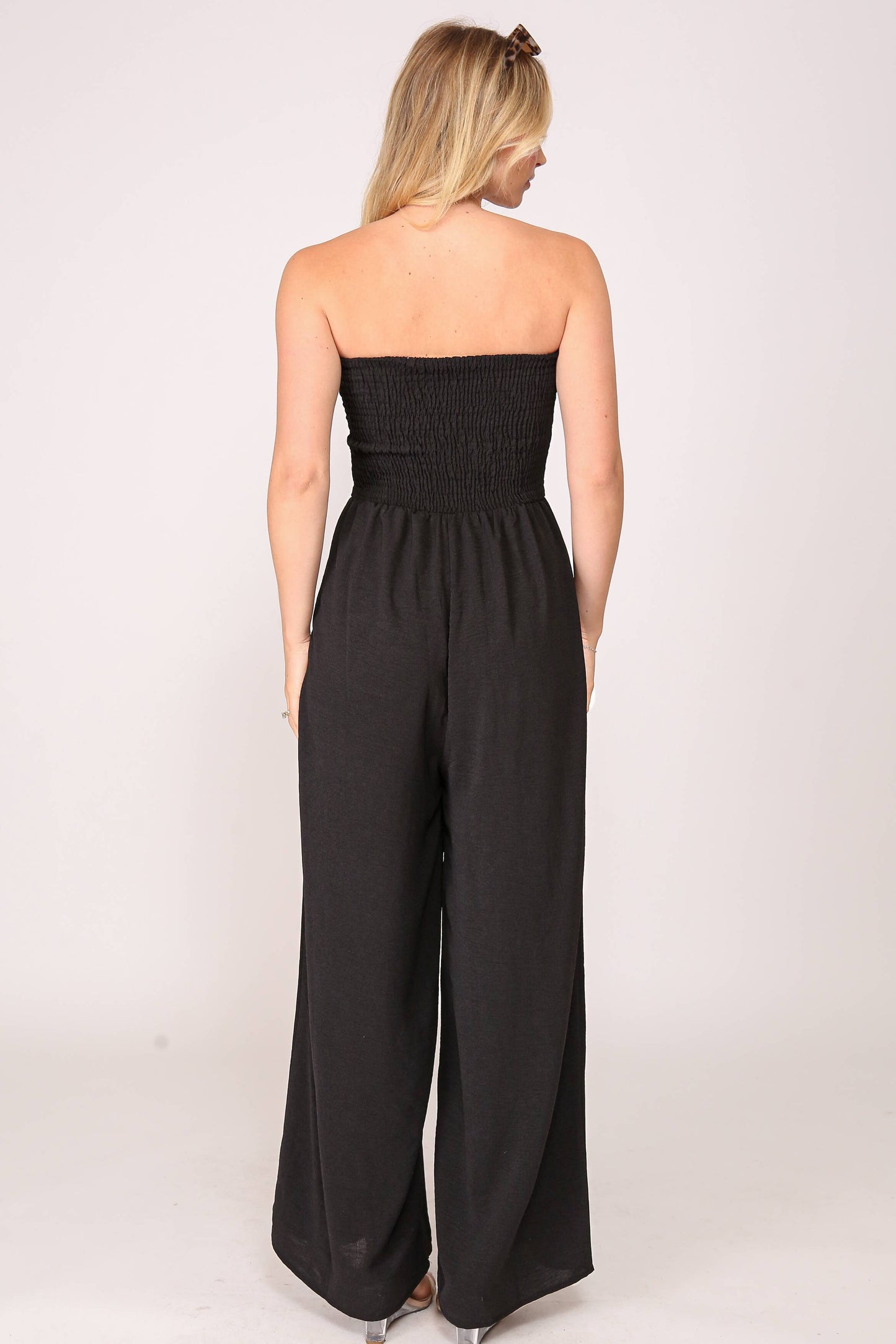 Smocked Strapless Jumpsuit
