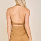 Embroidered Halter Romper with Button Front