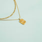 18K Gold PVD Rectangle Sunburst Crystal Charm