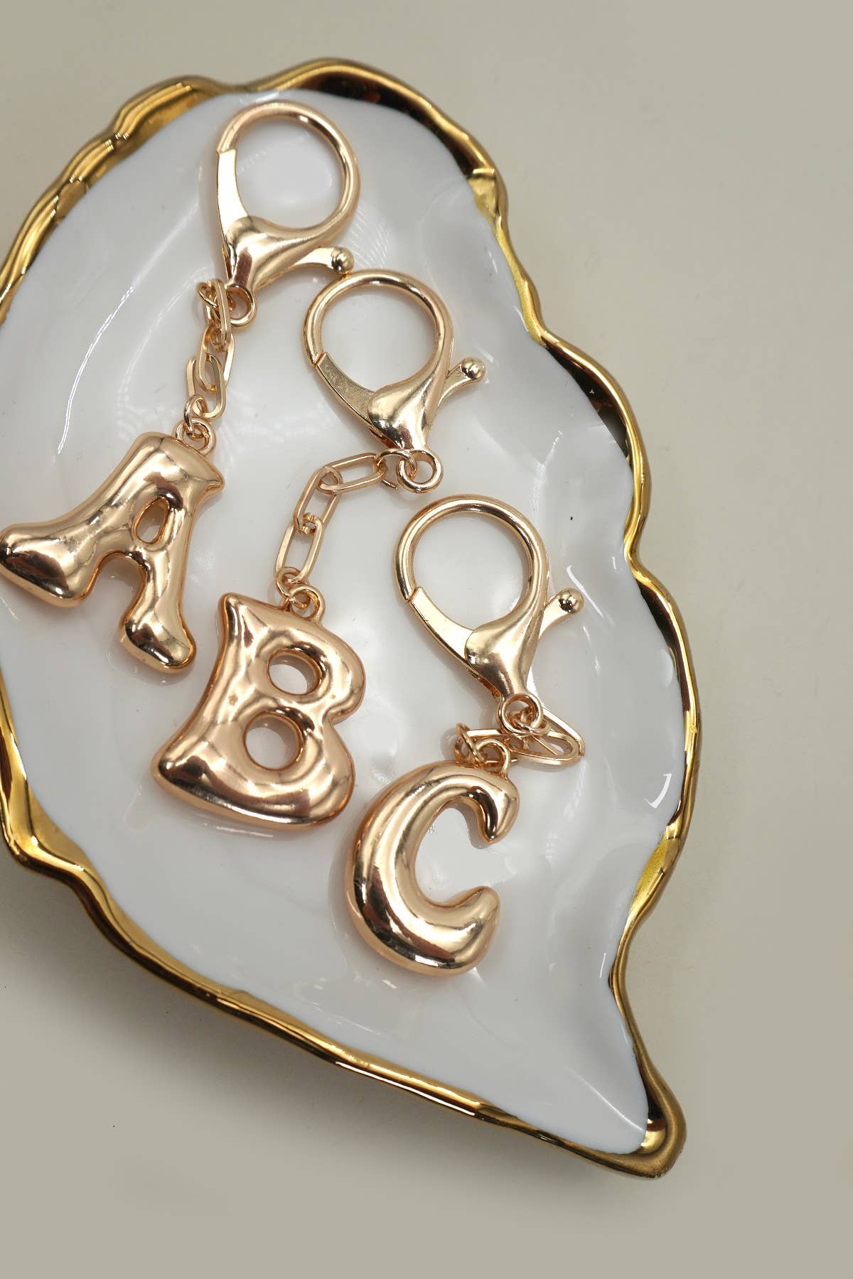 Bubble Letter Monogram Bag Charm Key Chain | 40KC161