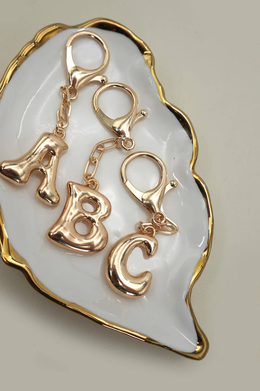 Bubble Letter Monogram Bag Charm Key Chain | 40KC161