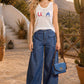 Dual-Style Wide-Leg and Cinched Jogger Denim Pants