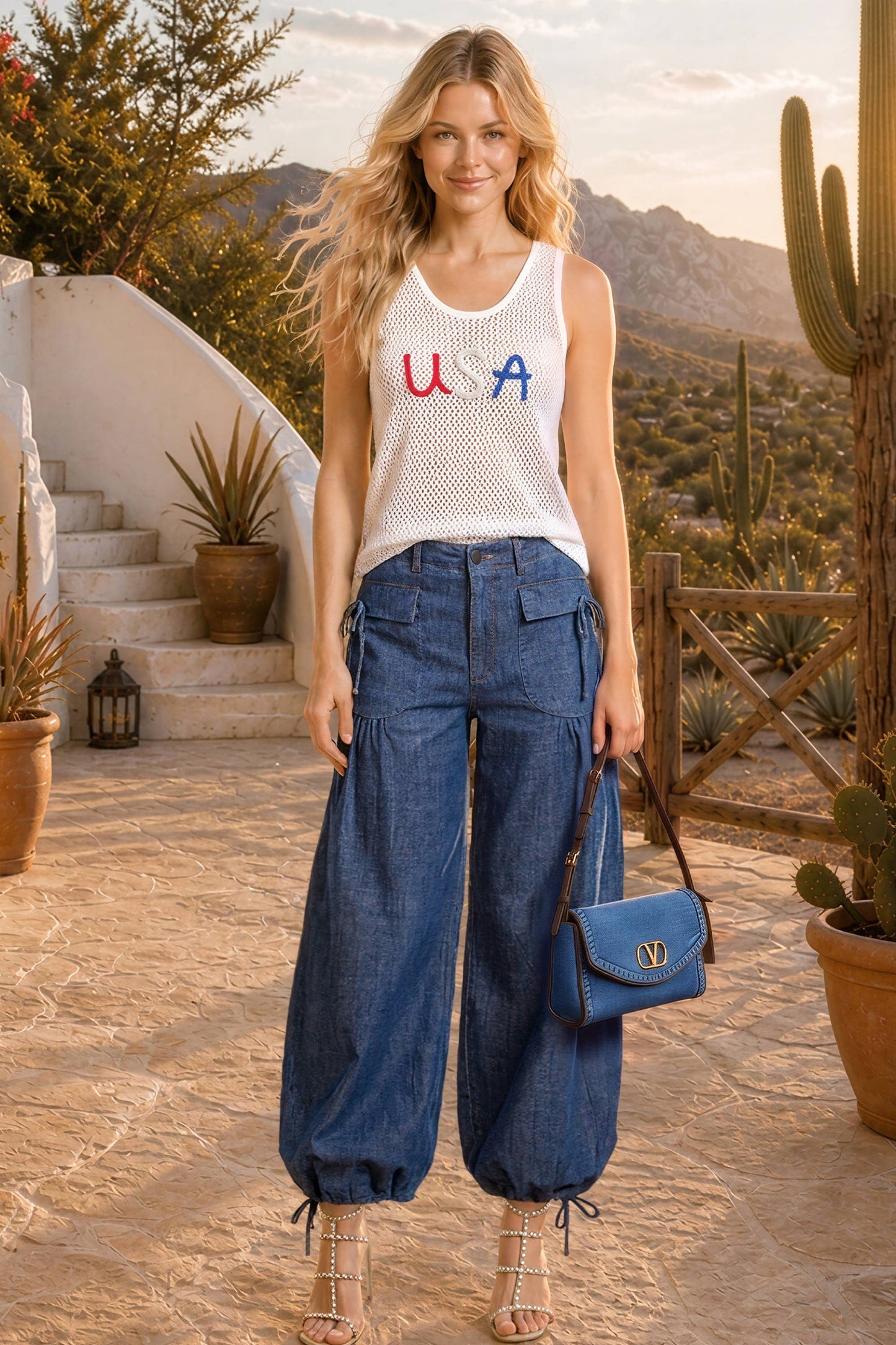 Dual-Style Wide-Leg and Cinched Jogger Denim Pants