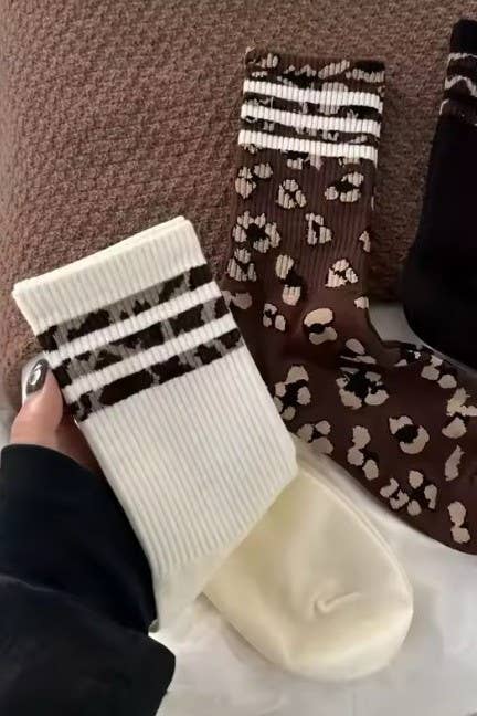 WOMAN ANIMAL LEOPARD HALF CREW THROWBACK SOCKS | 40S02071