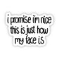 I Promise I'm Nice This Is Just How My Face Is Text Sticker