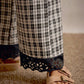 PLAID CHECK WIDE LEG PULL ON WIDE LEG PANTS WITH LACE