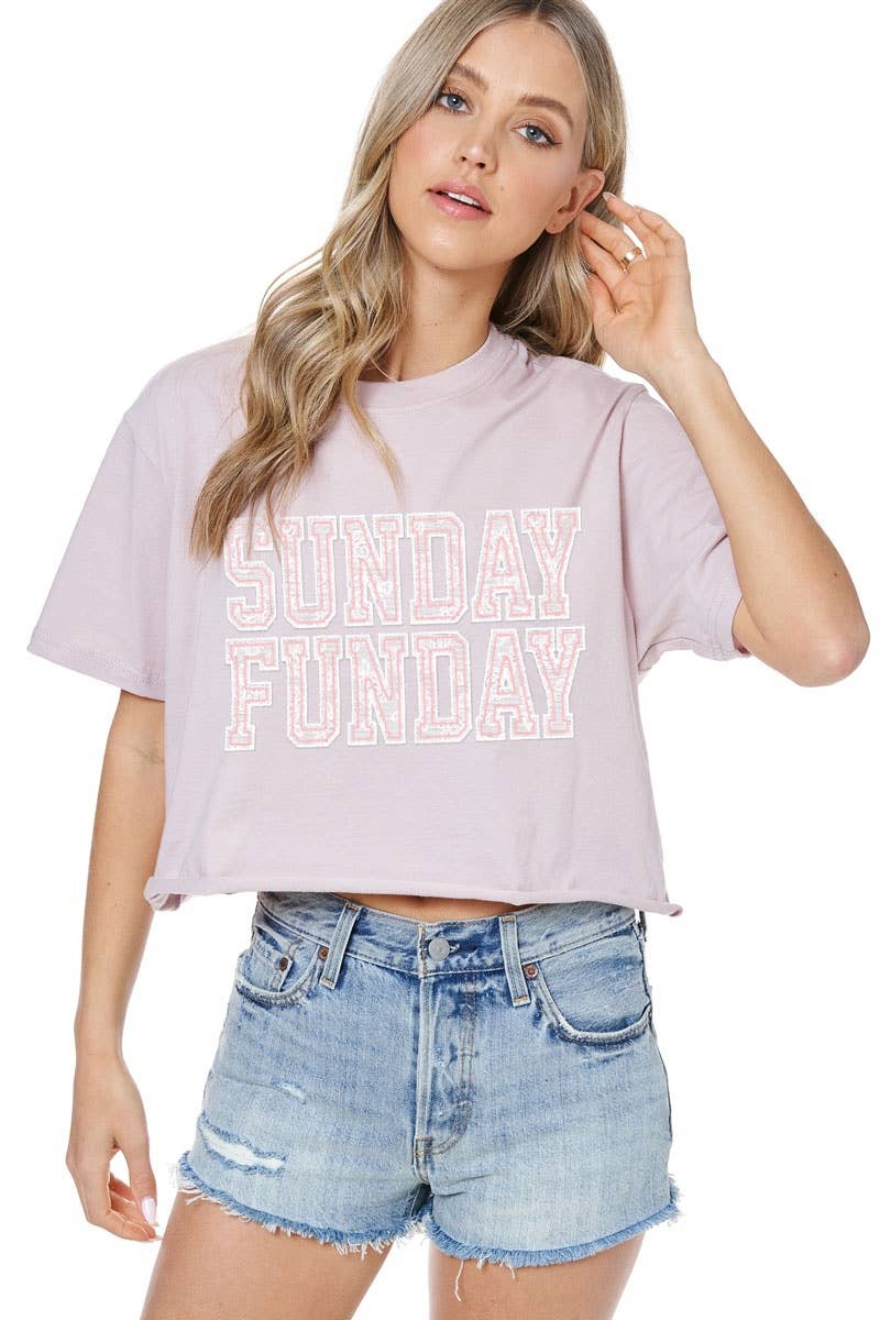 Puff' Sunday Funday Graphic S/S Faux Cropped Tee